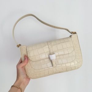 by far miranda cream croco embossed leather bag